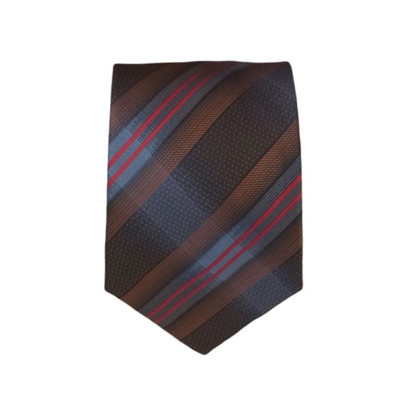 🆕VALENTINO Brown Plaids & Checks Silk Tie ITALY 59